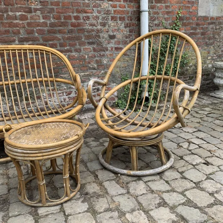 Pamono Rattan Garden Furniture, 1960s, Set of 4 Discount
