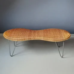 Pamono Rattan Peanut Bench from Ikea, 1999 Outlet