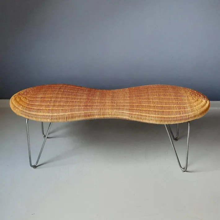 Pamono Rattan Peanut Bench from Ikea, 1999 Outlet