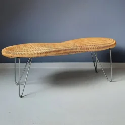 Pamono Rattan Peanut Bench from Ikea, 1999 Outlet