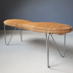 Pamono Rattan Peanut Bench from Ikea, 1999 Outlet