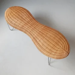 Pamono Rattan Peanut Bench from Ikea, 1999 Outlet