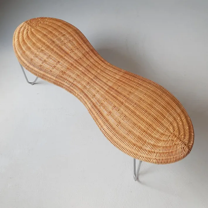 Pamono Rattan Peanut Bench from Ikea, 1999 Outlet