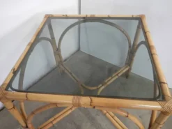 Pamono Rattan Table, Italy, 1970s Outlet