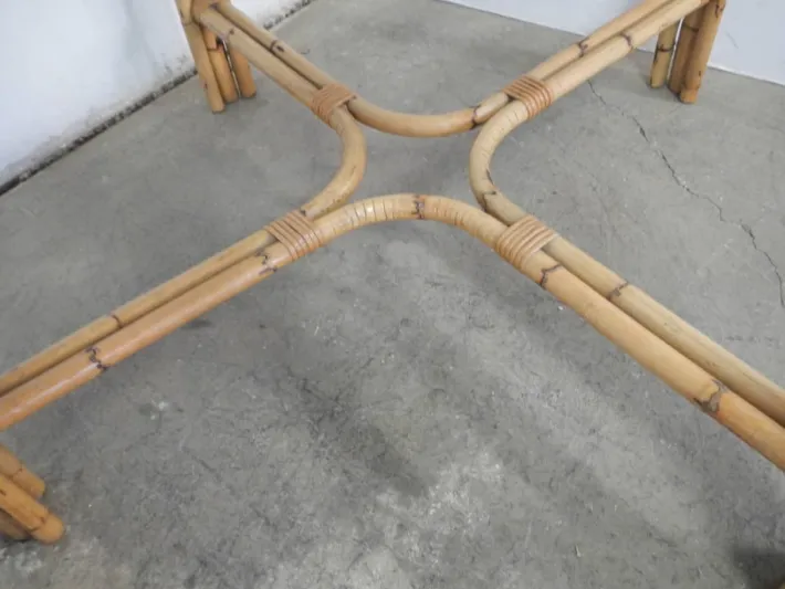 Pamono Rattan Table, Italy, 1970s Outlet