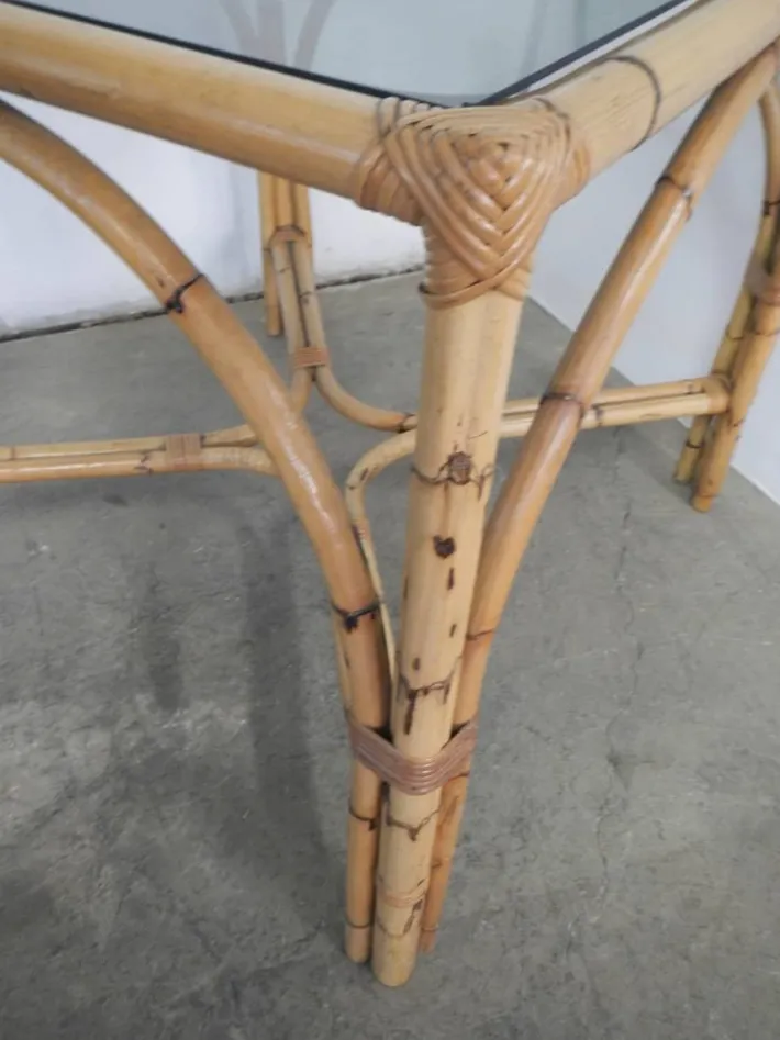 Pamono Rattan Table, Italy, 1970s Outlet