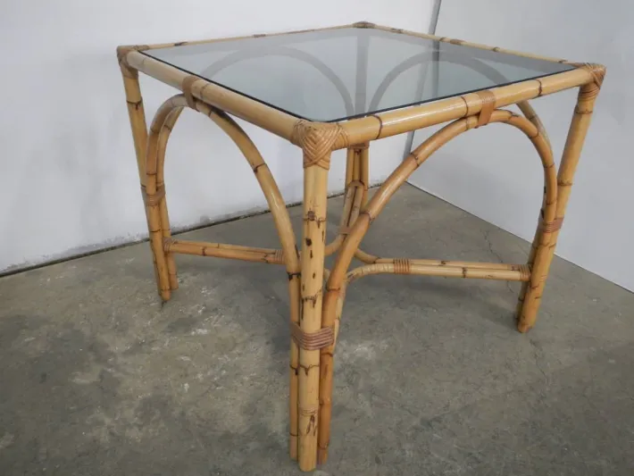 Pamono Rattan Table, Italy, 1970s Outlet