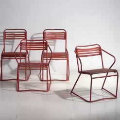 Pamono Red Garden Chairs, 1920s, Set of 4 Best