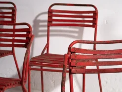 Pamono Red Garden Chairs, 1920s, Set of 4 Best