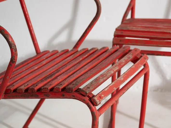 Pamono Red Garden Chairs, 1920s, Set of 4 Best