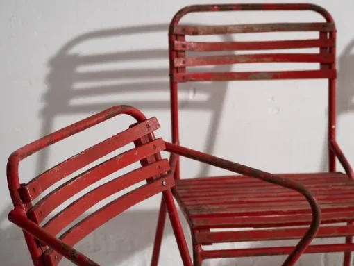Pamono Red Garden Chairs, 1920s, Set of 4 Best