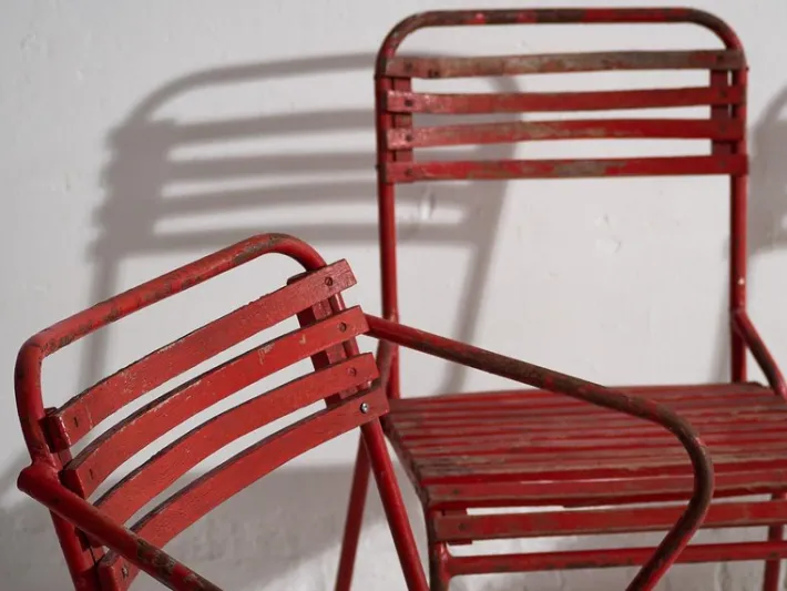 Pamono Red Garden Chairs, 1920s, Set of 4 Best