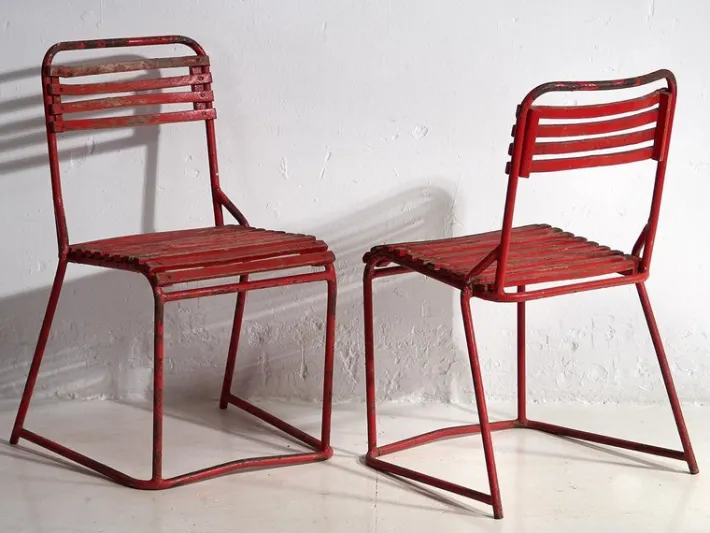 Pamono Red Garden Chairs, 1920s, Set of 4 Best