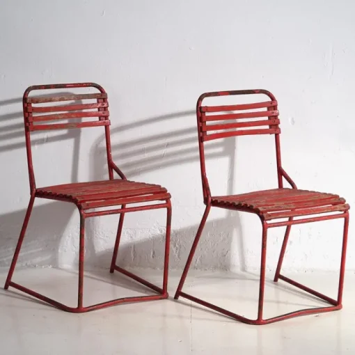 Pamono Red Garden Chairs, 1920s, Set of 4 Best