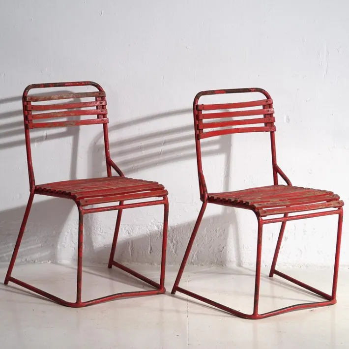 Pamono Red Garden Chairs, 1920s, Set of 4 Best