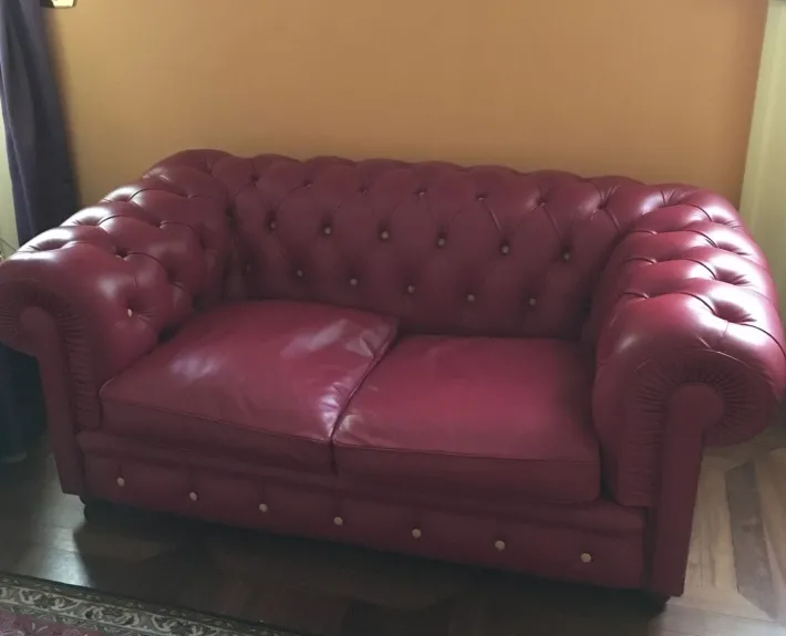 Pamono Red Leather Sofa from Poltrona Frau, 2020