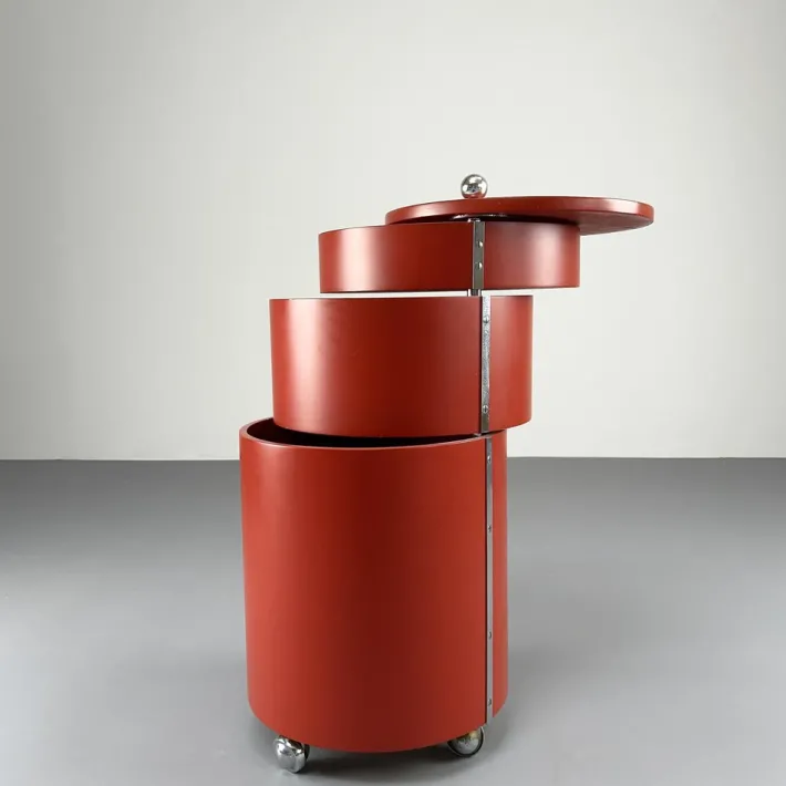 Pamono Red Pop Art Bar Cart by Verner Panton for Bisterfeld & Weiss, 1960s New