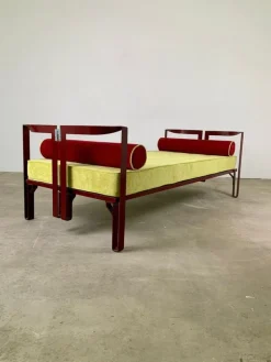 Pamono Red Vanessa Single Bed by Tobia Scarpa for Simon, Italy, 1960s New
