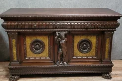 Pamono Renaissance Style Sideboard with Secret Compartments in Walnut and Elm, 19th Century Outlet