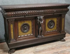 Pamono Renaissance Style Sideboard with Secret Compartments in Walnut and Elm, 19th Century Outlet
