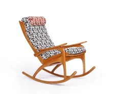 Pamono Rocking Chair from Uluv with Upholstery from Élitis, 1950s Hot
