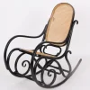 Pamono Rocking Chair in Black Lacquered Wood and French Wicker in the style of Thonet, 1970s Online