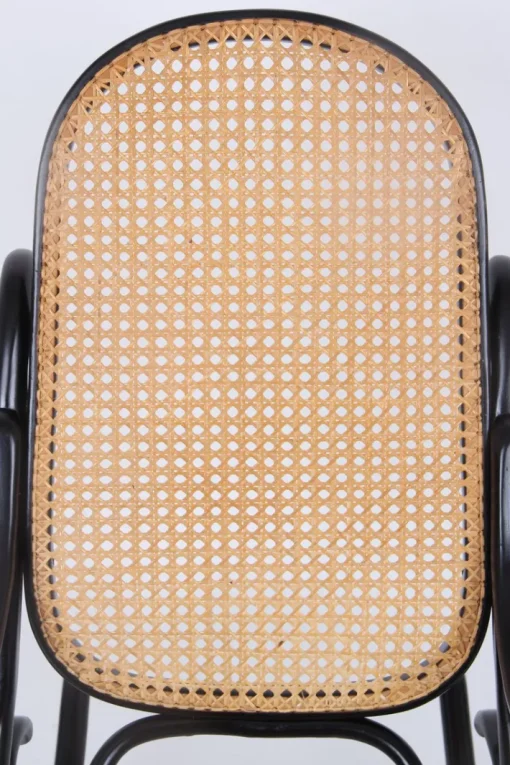 Pamono Rocking Chair in Black Lacquered Wood and French Wicker in the style of Thonet, 1970s Online