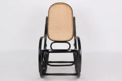 Pamono Rocking Chair in Black Lacquered Wood and French Wicker in the style of Thonet, 1970s Online