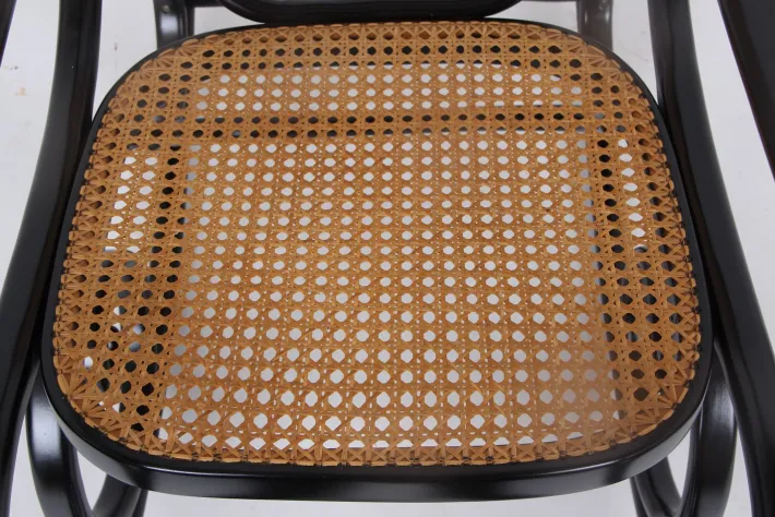 Pamono Rocking Chair in Black Lacquered Wood and French Wicker in the style of Thonet, 1970s Online