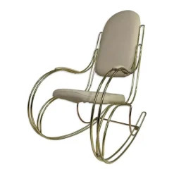 Pamono Rocking Chair in Brass and Imitation Leather, 1950s Best