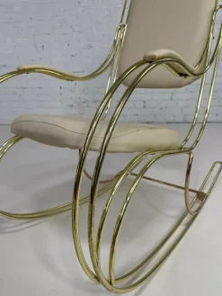 Pamono Rocking Chair in Brass and Imitation Leather, 1950s Best