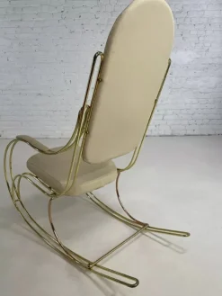Pamono Rocking Chair in Brass and Imitation Leather, 1950s Best