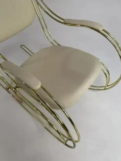 Pamono Rocking Chair in Brass and Imitation Leather, 1950s Best