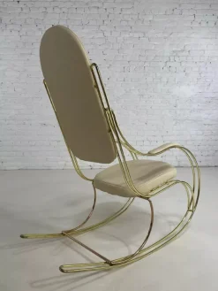 Pamono Rocking Chair in Brass and Imitation Leather, 1950s Best
