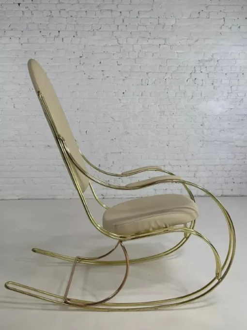 Pamono Rocking Chair in Brass and Imitation Leather, 1950s Best