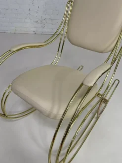 Pamono Rocking Chair in Brass and Imitation Leather, 1950s Best