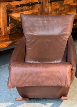 Pamono Rocking Chair in Brown Leather from de Sede, Switzerland, 1970s Outlet