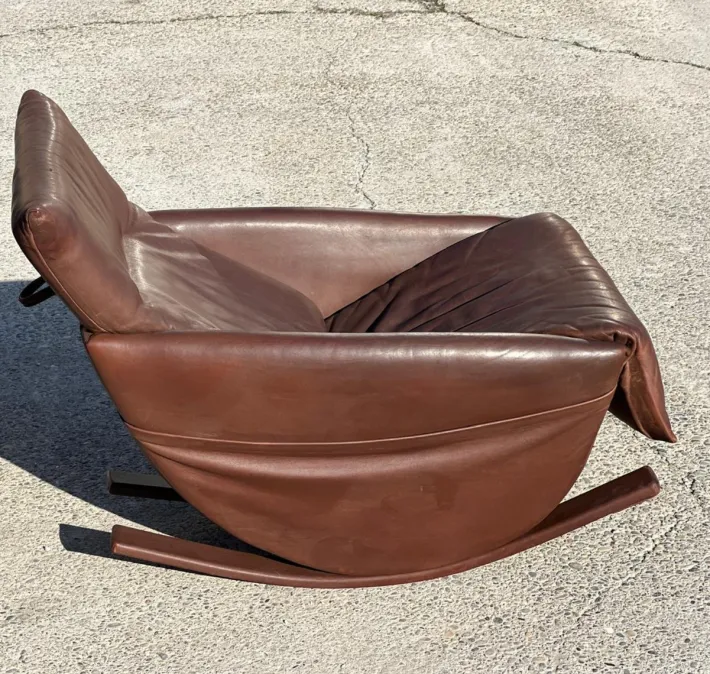 Pamono Rocking Chair in Brown Leather from de Sede, Switzerland, 1970s Outlet