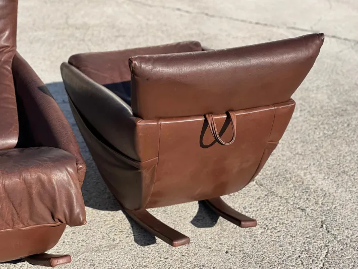 Pamono Rocking Chair in Brown Leather from de Sede, Switzerland, 1970s Outlet