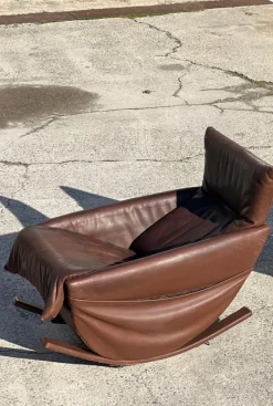 Pamono Rocking Chair in Brown Leather from de Sede, Switzerland, 1970s Outlet