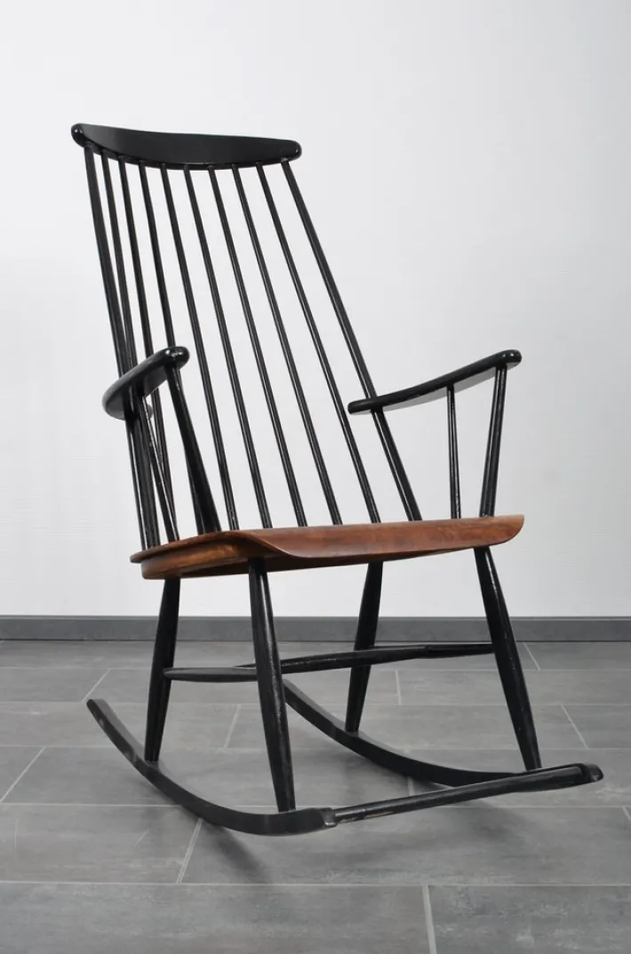 Pamono Rocking Chair in Solid Teak by Ilmari Tapiovara for Asko New