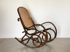 Pamono Rocking Chair in Wood and Straw, 1960s Outlet