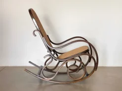 Pamono Rocking Chair in Wood and Straw, 1960s Outlet