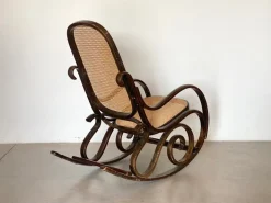 Pamono Rocking Chair in Wood and Straw, 1960s Outlet