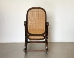 Pamono Rocking Chair in Wood and Straw, 1960s Outlet