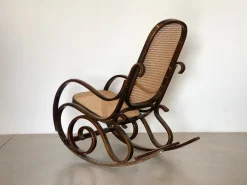 Pamono Rocking Chair in Wood and Straw, 1960s Outlet