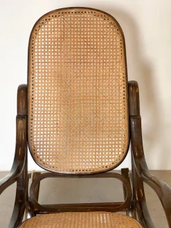 Pamono Rocking Chair in Wood and Straw, 1960s Outlet