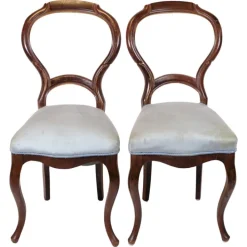 Pamono Rococo Chairs in Mahogany and Light Blue Fabric, 1860s, Set of 2 Online