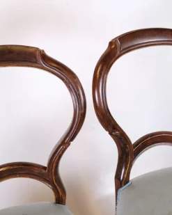 Pamono Rococo Chairs in Mahogany and Light Blue Fabric, 1860s, Set of 2 Online
