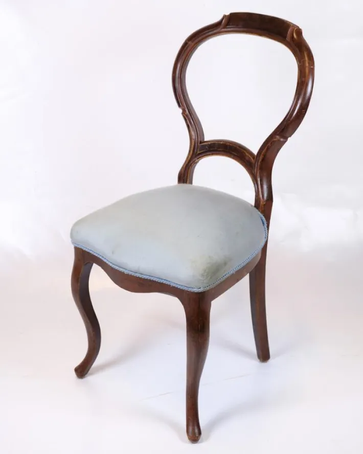 Pamono Rococo Chairs in Mahogany and Light Blue Fabric, 1860s, Set of 2 Online